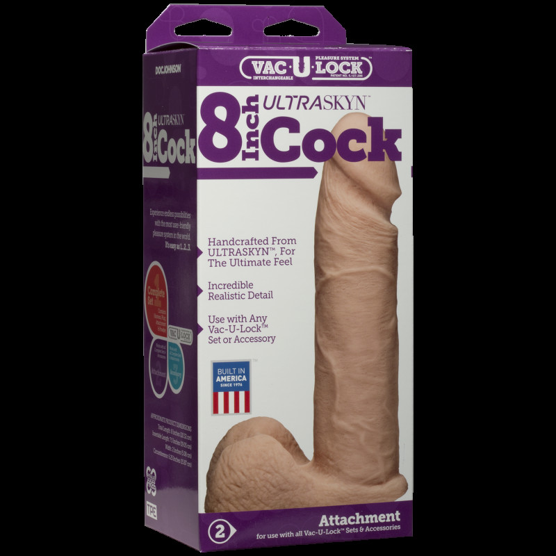 Упаковка фалоімітатора Doc Johnson Vac-U-Lock 8 Inch ULTRASKYN Cock White