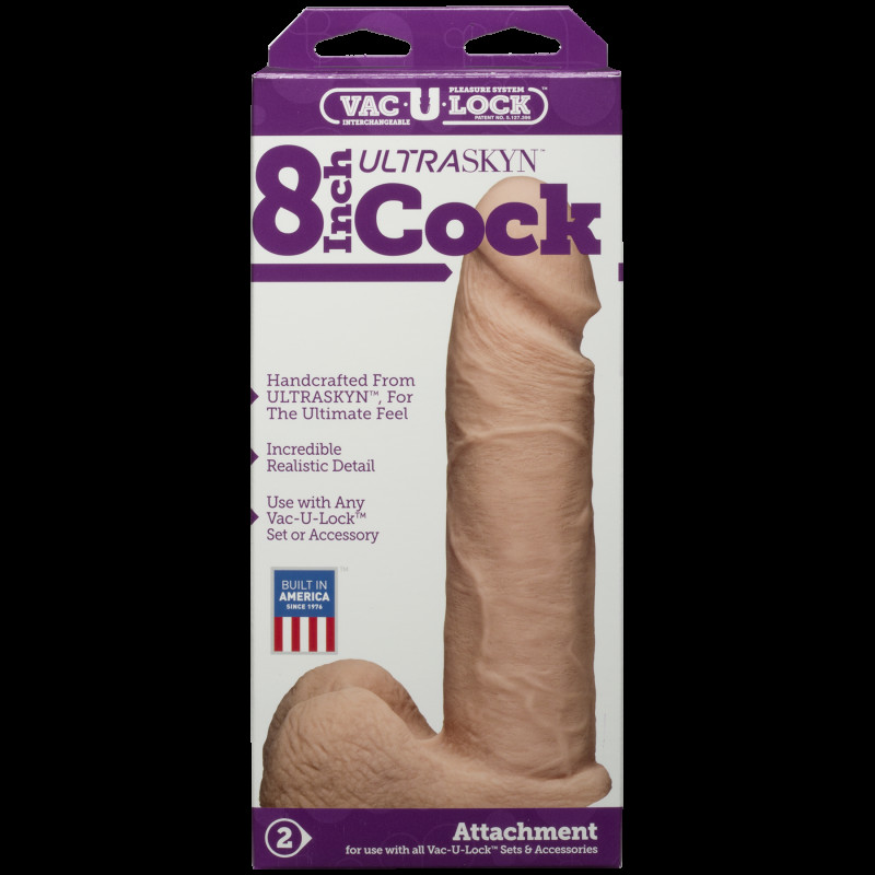 Фалоімітатор Doc Johnson Vac-U-Lock 8 Inch ULTRASKYN Cock White, механізм присоски