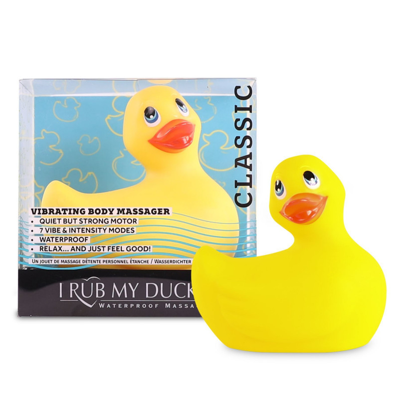 Вібромасажер Big Teaze Toys I Rub My Duckie Classic Yellow v2.0 - вигляд збоку, демонстрація форми