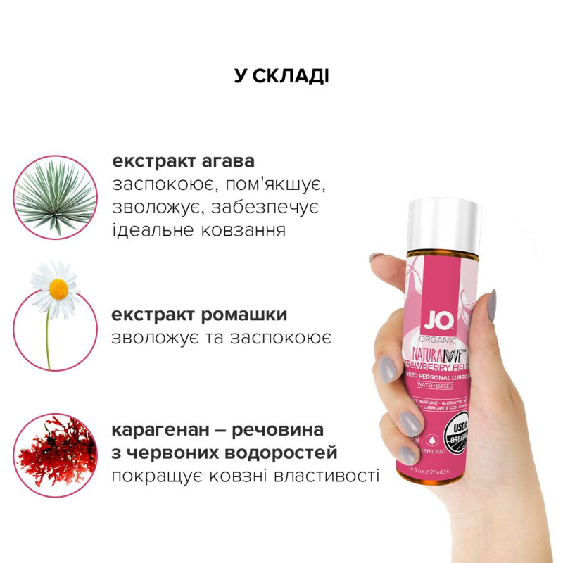 Текстура лубриканта JO NATURALOVE Strawberry 120 мл: демонстрація гладкої, шовковистої консистенції