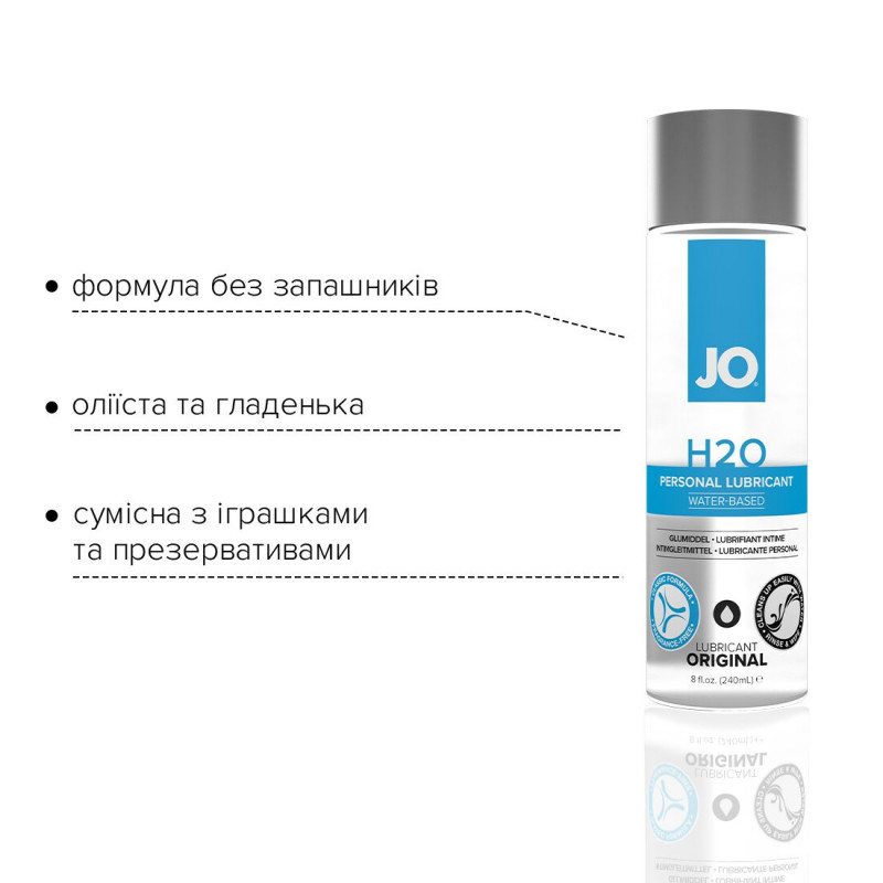 Упаковка лубриканта JO H2O ORIGINAL, 240 мл, з рослинним гліцерином, вид ззаду