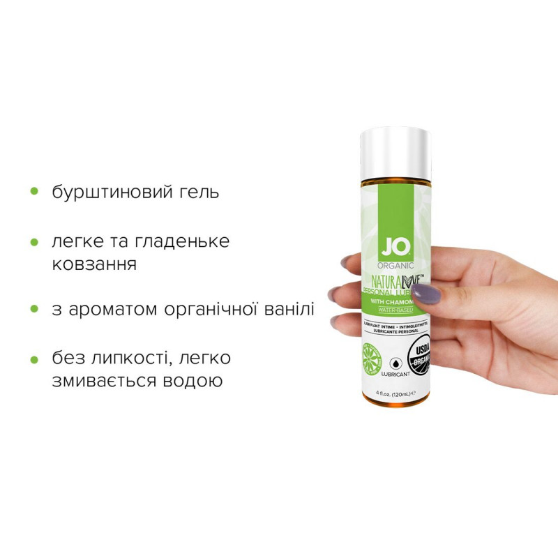 JO NATURALOVE ORGANIC змазка на водній основі - вигляд збоку