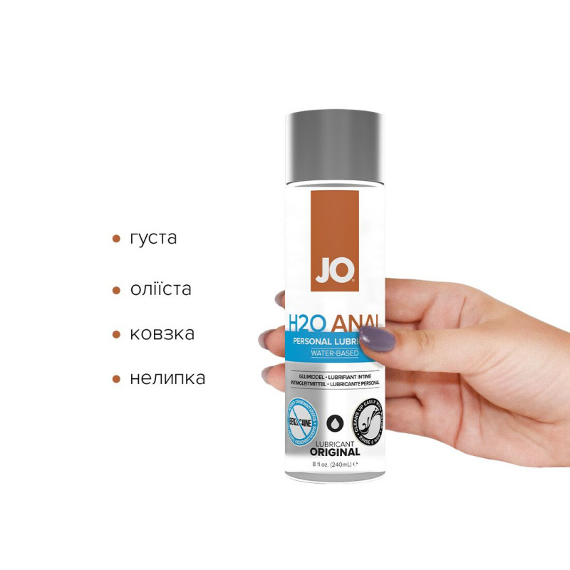 Анальна змазка JO ANAL H2O ORIGINAL 240 мл - детальний вигляд упаковки
