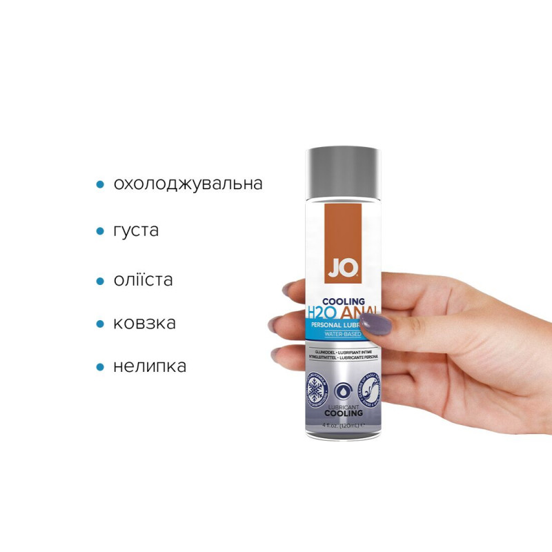 Анальна змазка JO ANAL H2O Cooling, детальний вигляд збоку