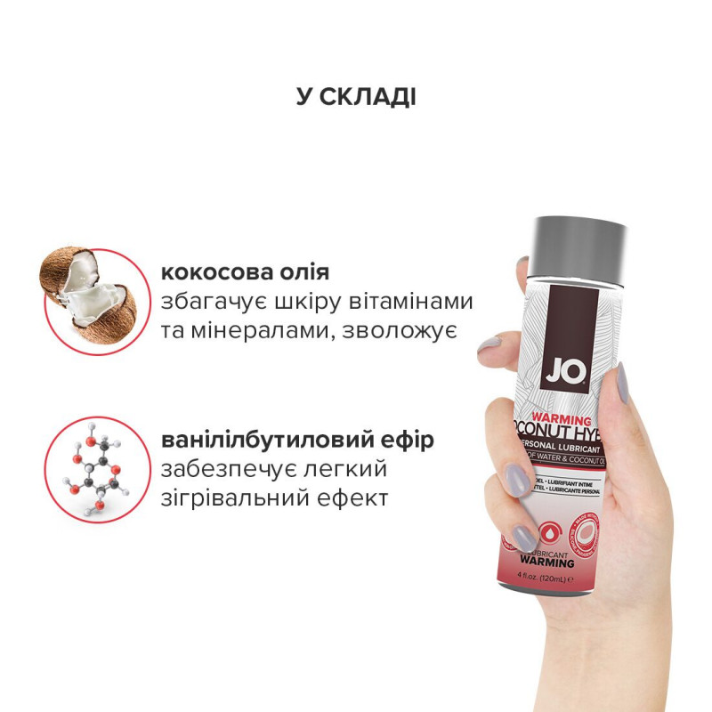 Текстура розігрівальної змазки JO Coconut Hybrid WARMING з кокосовою олією, біла