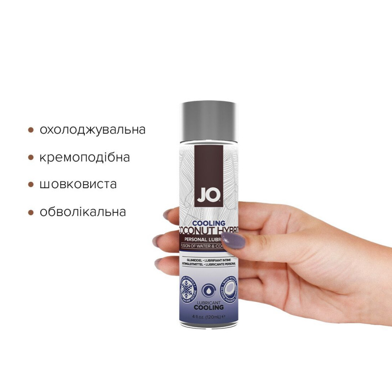 Змазка-крем JO Coconut Hybrid Cooling, вигляд збоку, з акцентом на текстуру