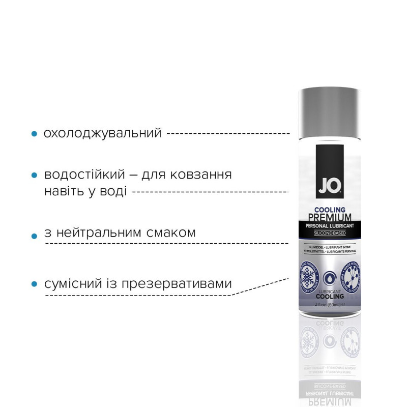 Лубрикант JO PREMIUM COOLING силіконовий 60 мл – вигляд збоку, зручна форма