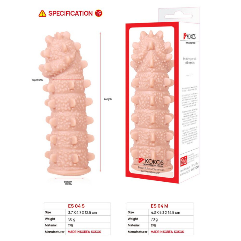 Текстура насадки Kokos Extreme Sleeve ES.04 M – детальний рельєф для посиленої стимуляції