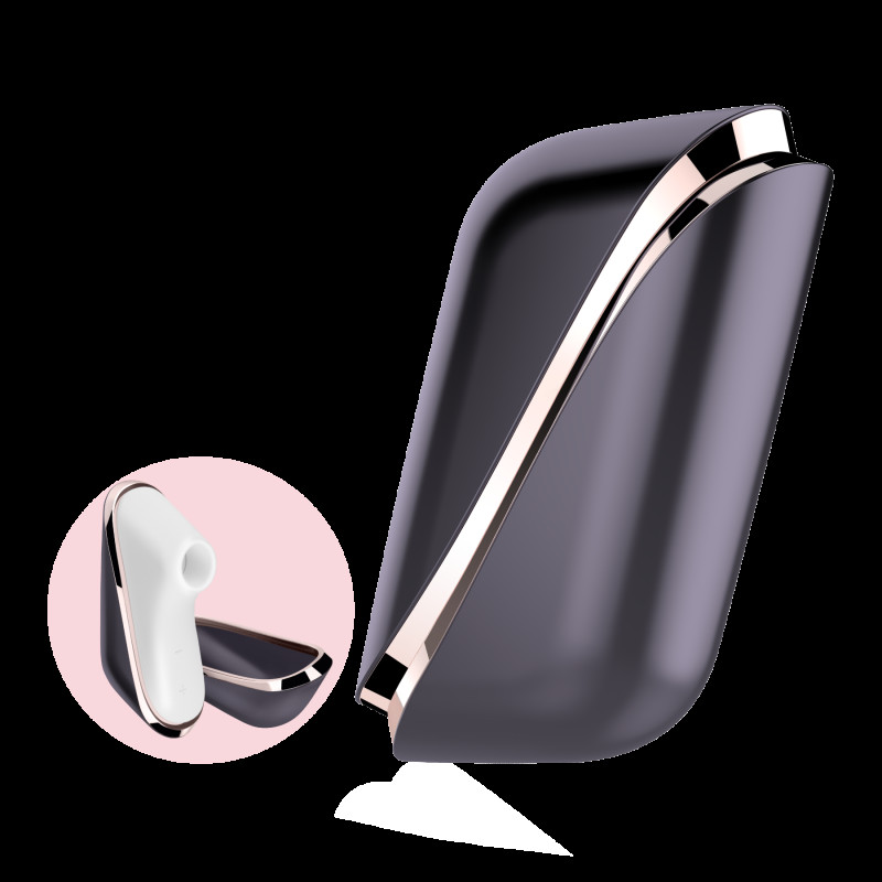 Упаковка вакуумного кліторального стимулятора Satisfyer Traveler, білий, з брендингом Satisfyer