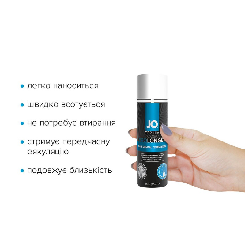 Пролонгувальний спрей JO Prolonger Spray with Benzocaine (60 мл) - вигляд збоку