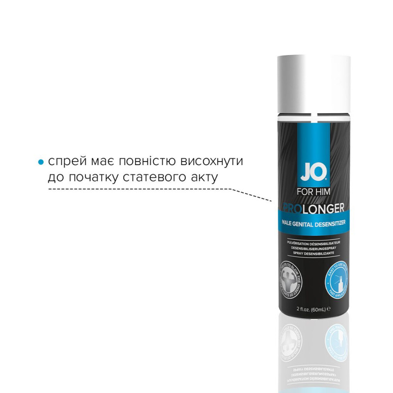 Упаковка пролонгувального спрею JO Prolonger Spray with Benzocaine (60 мл)