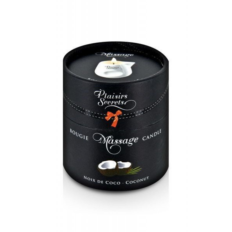 Подарункова упаковка масажної свічки Plaisirs Secrets Coconut (80 мл) з керамічною чашею, деталі оформлення