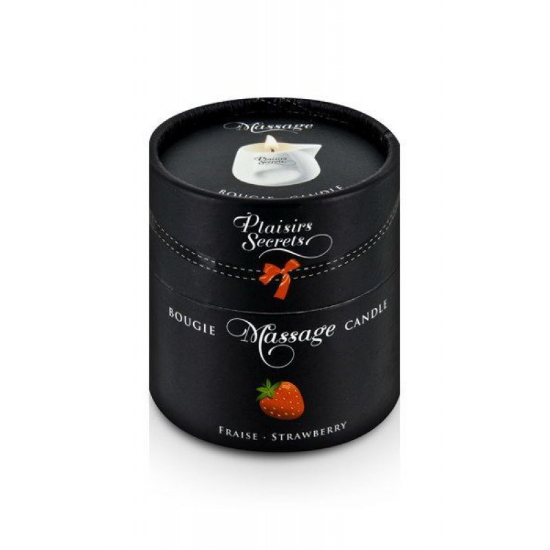 Подарункова упаковка масажної свічки Plaisirs Secrets Strawberry 80 мл, вигляд збоку