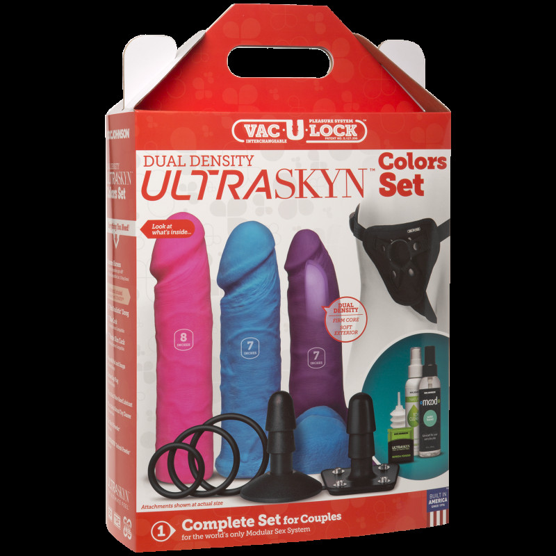 Набір для страпону Doc Johnson Vac-U-Lock Dual Density UltraSKYN Colors Set: текстура матеріалу UltraSKYN