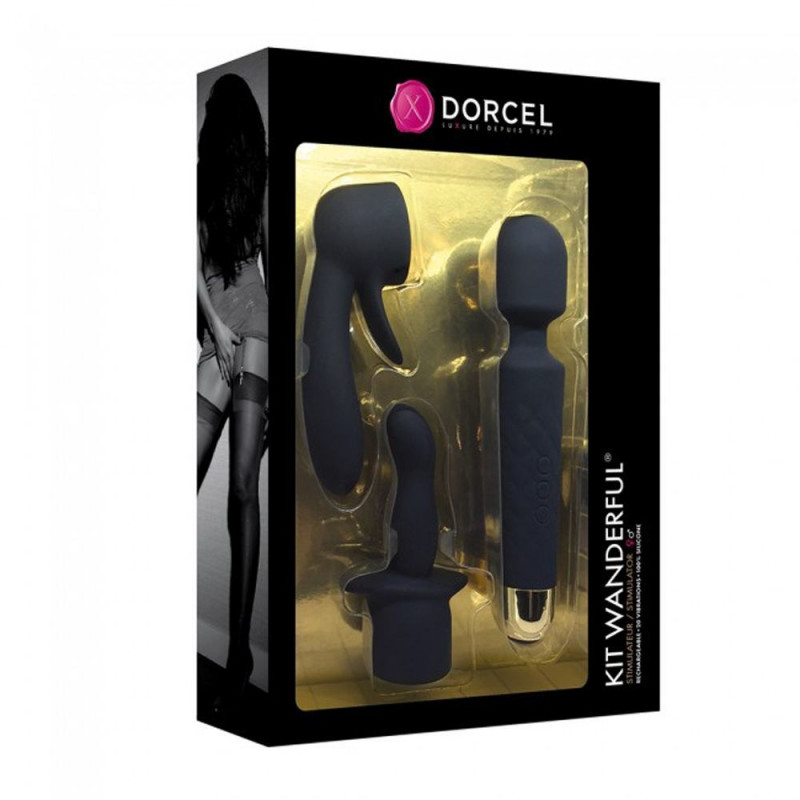Мінівібромасажер Dorcel Kit Wanderful, рожевий, на фоні розкішного інтер'єру