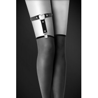 Гартер на ногу Bijoux Pour Toi - WITH HEART Black, сексуальная подвязка с сердечком, экокожа