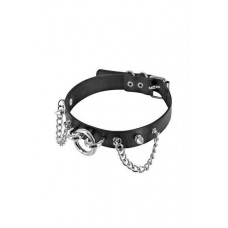 Нашийник Fetish Tentation Choker Rings and Chains з шипами, кільцем, екошкіра