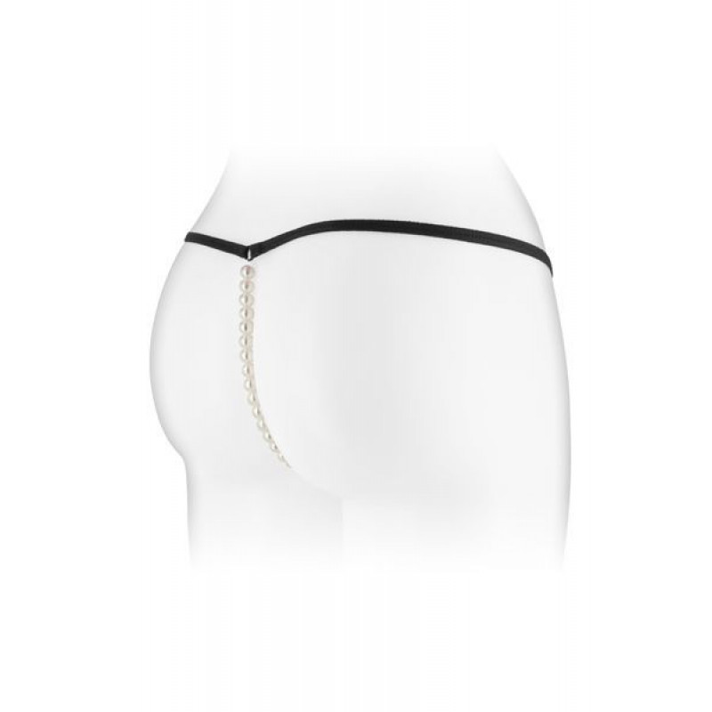 Трусики-стрінги Fashion Secret VENUSINA Black з перловою ниткою, вид збоку