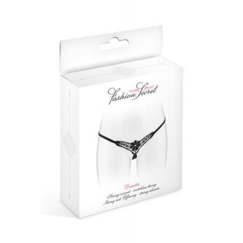 Трусики-стрінги Fashion Secret DANUTA Black: текстура матеріалу, деталі