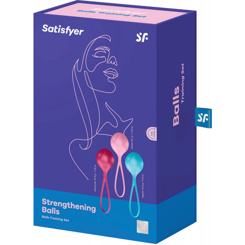 Текстура вагінальних кульок Satisfyer Strengthening Balls 3шт, рожевий колір
