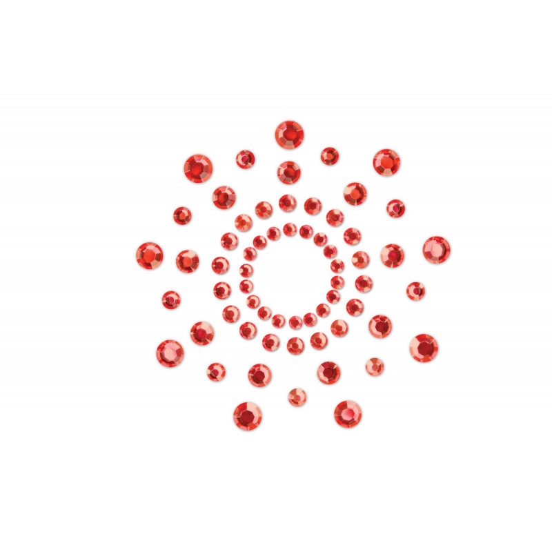 Упаковка прикраси на груди Bijoux Indiscrets Mimi Red з кристалами, текстура матеріалу