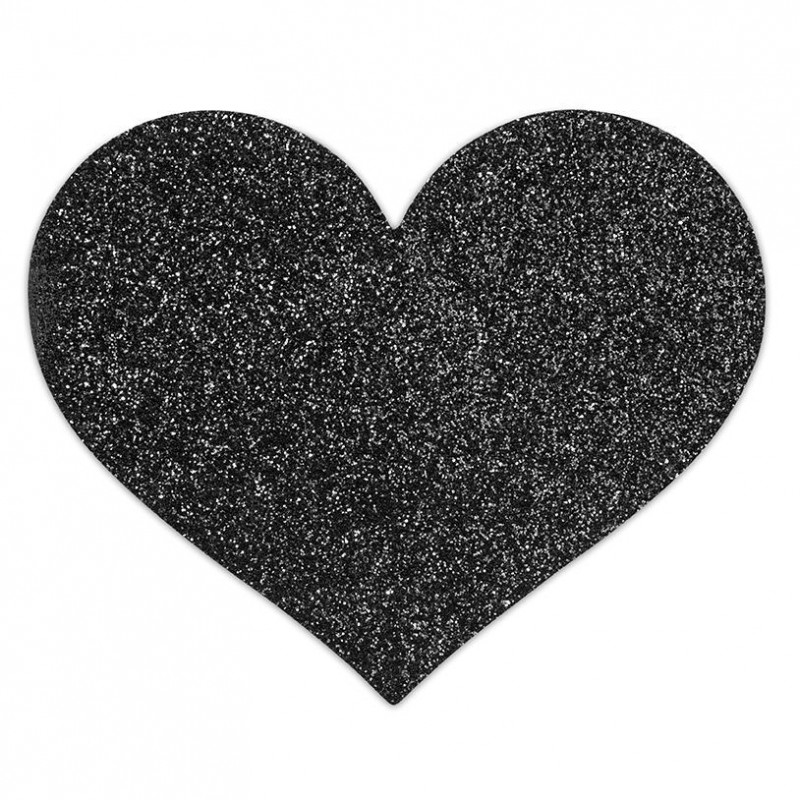 Прикраса на соски Bijoux Indiscrets Flash Heart Black – вид збоку, демонстрація кріплення