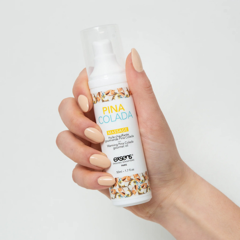 Упаковка масажної олії Exsens Pina Colada 50мл – стильна картонна коробка