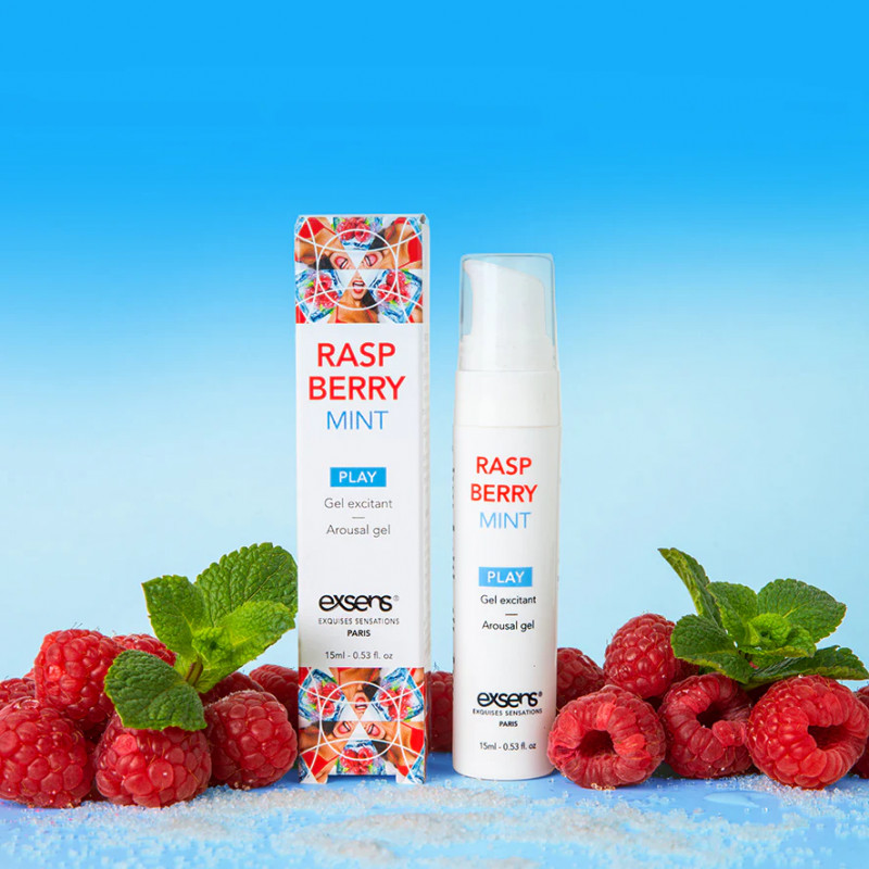 Текстура стимулювального гелю Exsens Kissable Raspberry Mint 15мл, прозорий гель з м'ятними нотками
