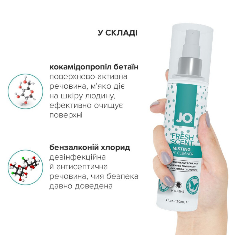 Текстура розпиленого засобу JO Fresh Scent Misting Toy Cleaner (120 мл) – легка та освіжаюча