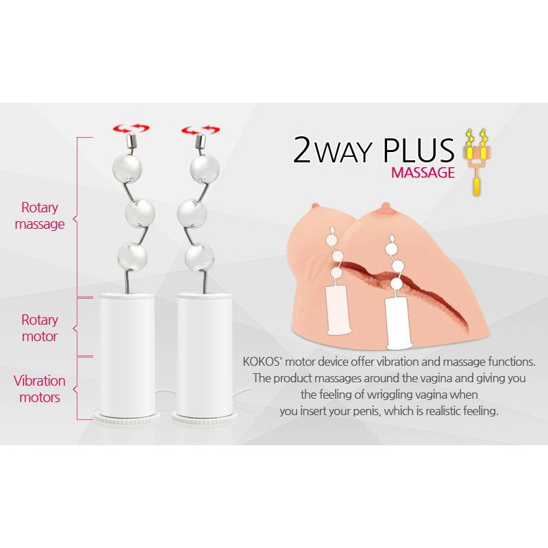 Вібраційні канали мастурбатора Kokos Juilana Breast 2WayPlus, що активуються одним натисканням