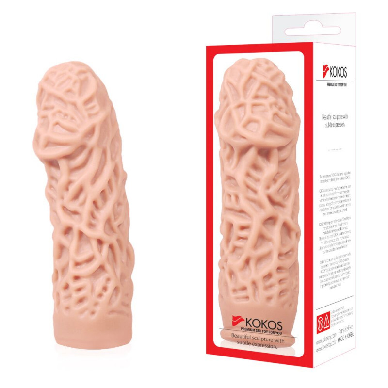 Насадка на член Kokos Extreme Sleeve ES.12, розмір M, вид збоку, демонструє її анатомічну форму