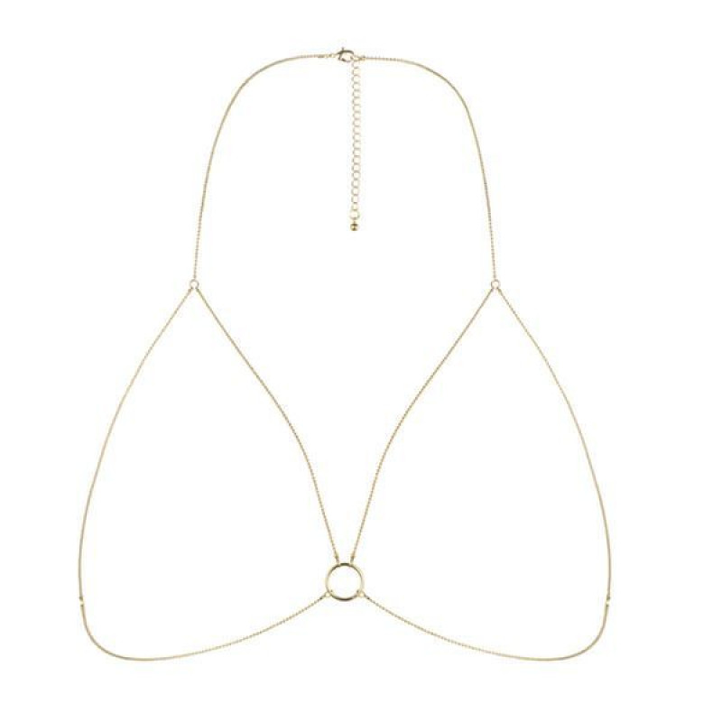 Детальний вигляд золотого ланцюжка портупеї Bijoux Indiscrets Magnifique - витонченість плетіння