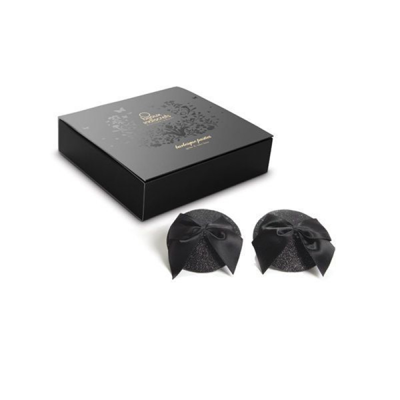 Накладки на груди Bijoux Indiscrets Burlesque GLITTER and BOW - текстура блискіток