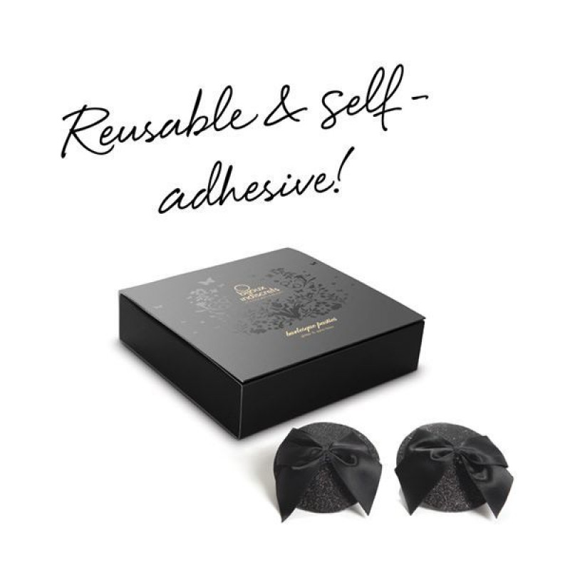 Накладки на груди Bijoux Indiscrets Burlesque GLITTER and BOW - вид ззаду