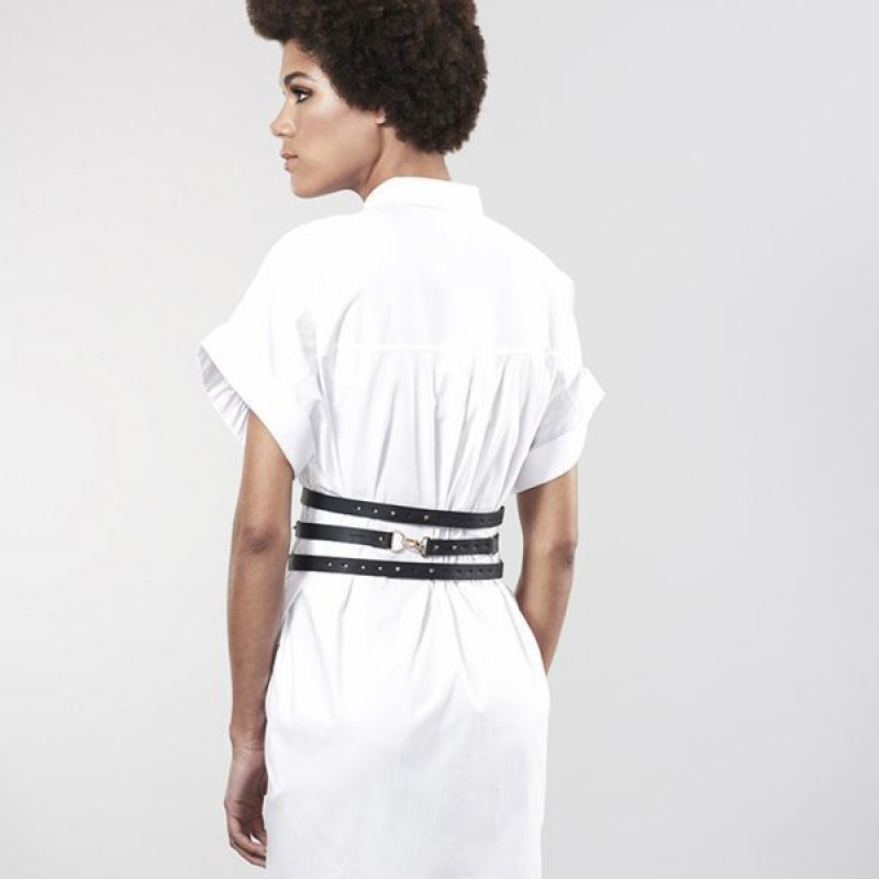 Широкий пояс портупеї Bijoux Indiscrets MAZE Wide Belt and Restraints Black, вигляд ззаду