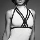 Портупея Bijoux Indiscrets MAZE Halter Bra Harness Black - текстура тканини та еластичність