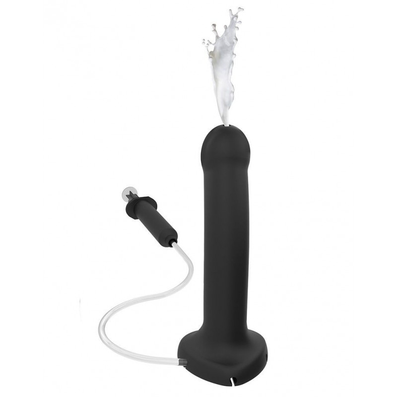 Фалоімітатор Strap-On-Me Dildo Cum Black - вид збоку, демонструє вигин та анатомічну форму