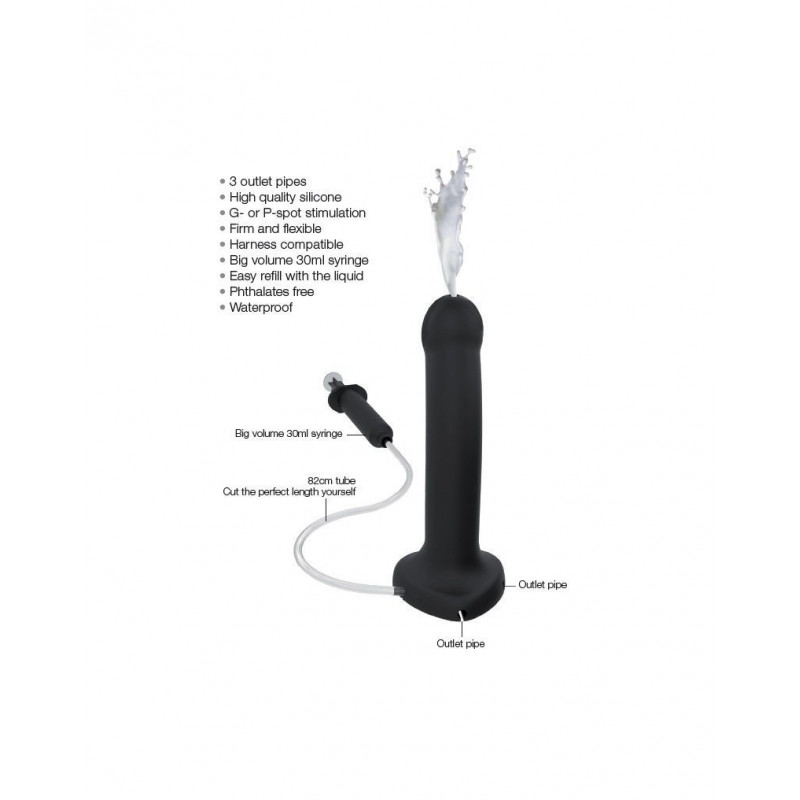 Фалоімітатор Strap-On-Me Dildo Cum Black - детальний вигляд кінчика та текстури поверхні