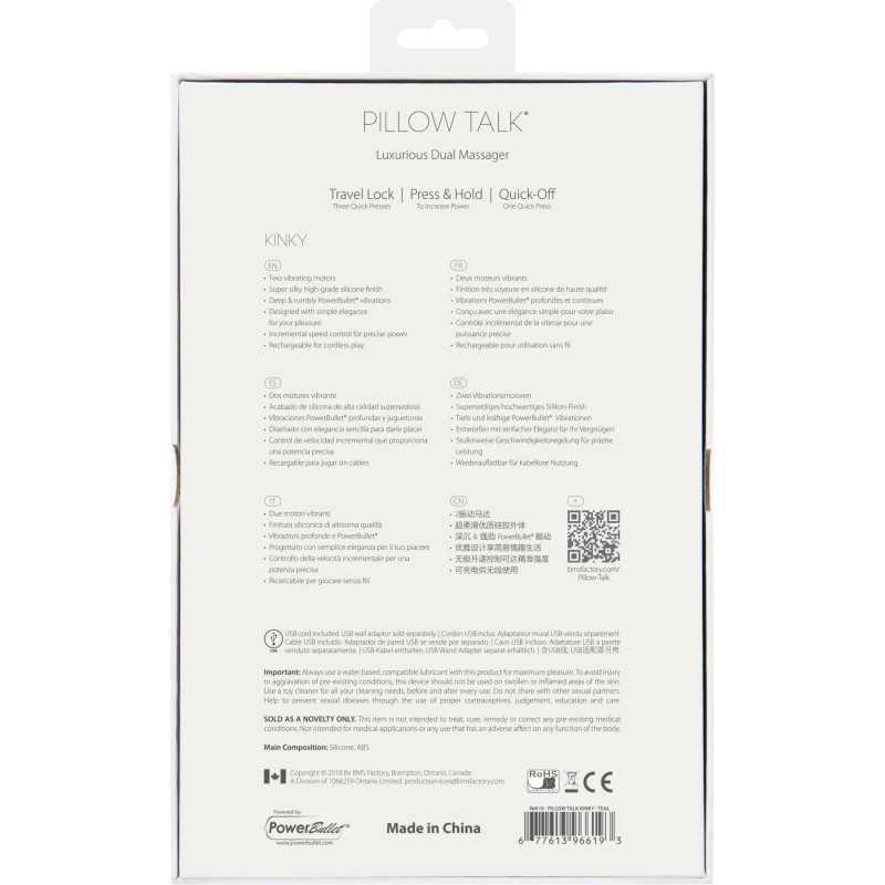 Полный комплект поставки вибратора-кролика Pillow Talk Kinky Teal