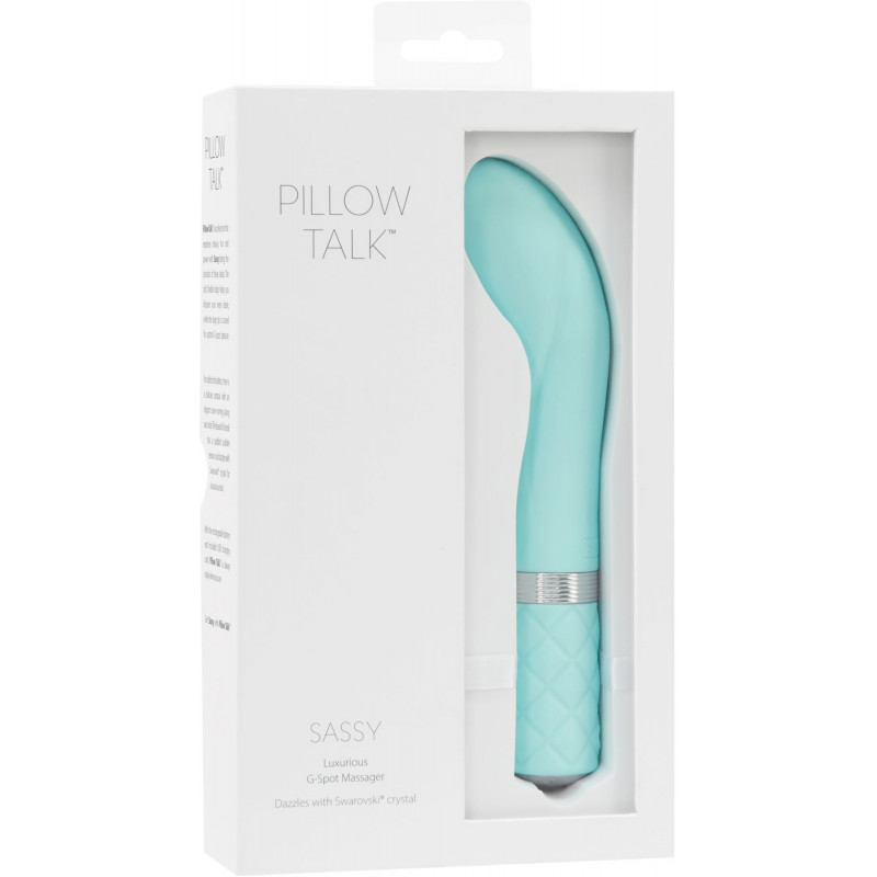 Вібратор Pillow Talk Sassy Teal у всій своїй красі, демонструє його привабливий колір Sassy Teal