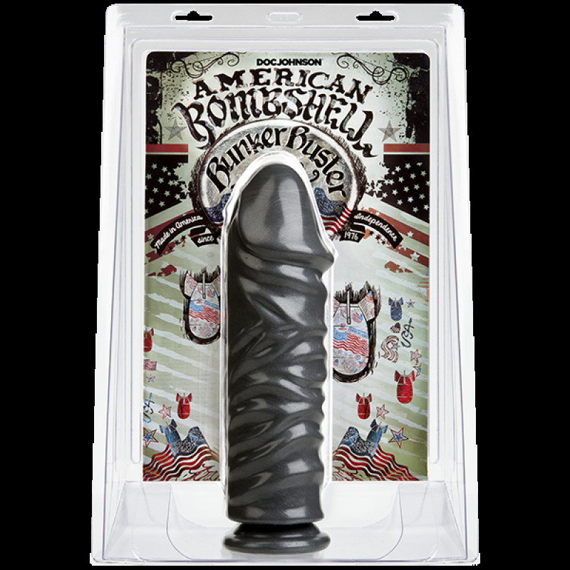 Упаковка фалоімітатора Doc Johnson American Bombshell Bunker Buster Gun Metal, м'ятний дизайн