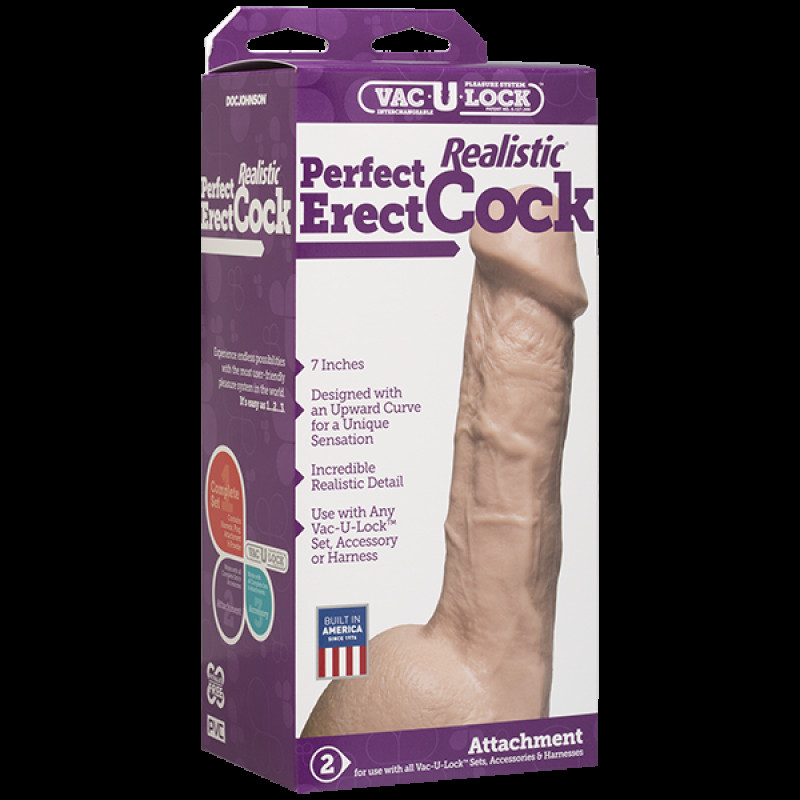 Упаковка фалоімітатора Doc Johnson 7 Inch Perfect Erect Cock, вигляд збоку