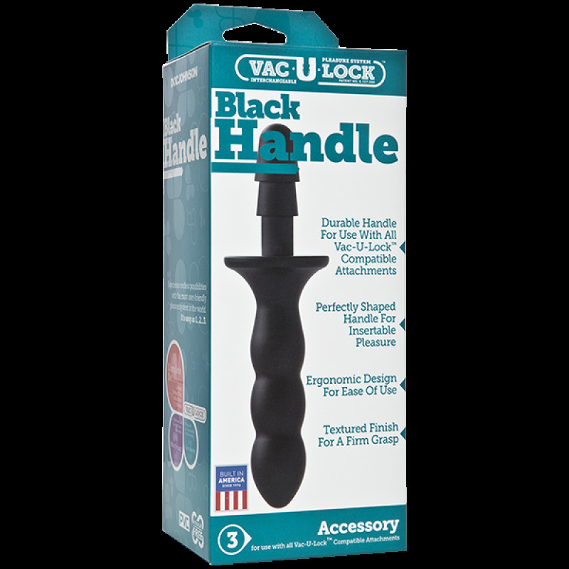 Упаковка тримача-руків'я Doc Johnson Vac-U-Lock Black Handle - компактна, інформативна