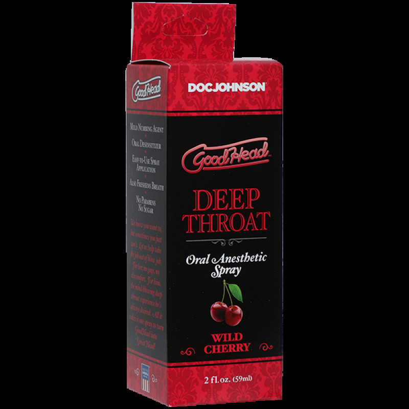 Детальний вигляд упаковки спрею Doc Johnson GoodHead DeepThroat Wild Cherry 59 мл
