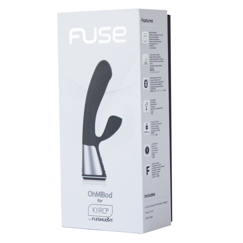 Інтерактивний вібратор-кролик Kiiroo Ohmibod Fuse Black, вид збоку, деталі дизайну