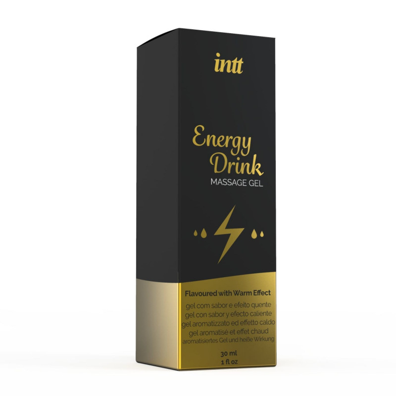 Упаковка масажного гелю Intt Energy Drink 30 мл, показує бренд та об'єм