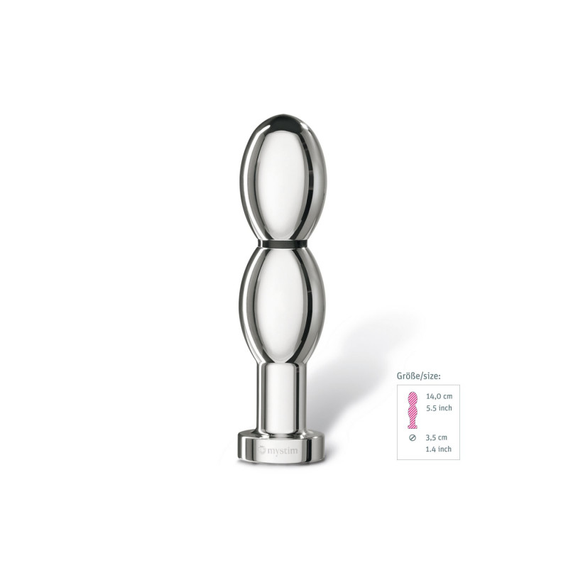 Анальна пробка металевого ділдо Mystim O(h!)-thello: крупний план