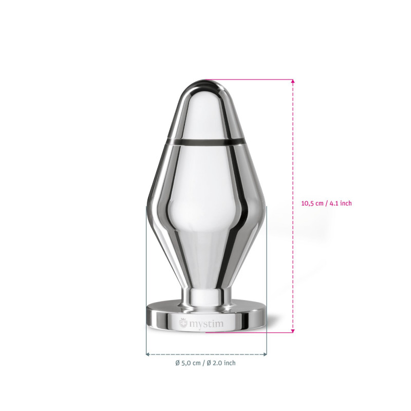 Вигляд збоку на анальну пробку Mystim John, демонструє її ергономічну форму