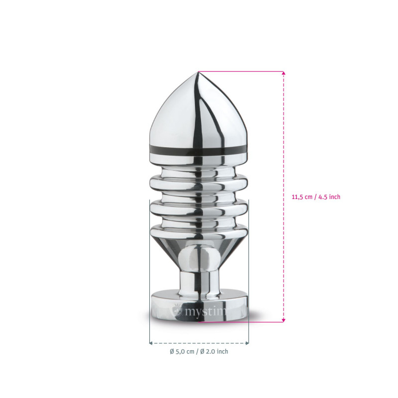 Металева анальна пробка Mystim Hector Helix L - розмір