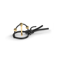 Утяжка для пениса Mystim Plunging Pete, позолоченная, с двумя шариками и коротким уретральным зондом